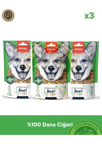 Kurutulmuş Gerçek Dana Ciğeri Köpek Ödülü 3X40GR