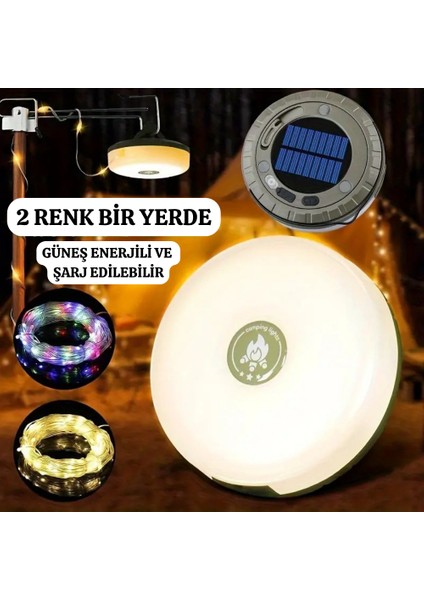 Güneş Enerjili ve Şarjlı 10 Metre Su Geçirmez Çok Amaçlı Kamp Bahçe Ağaç Aydınlatma Şerit LED