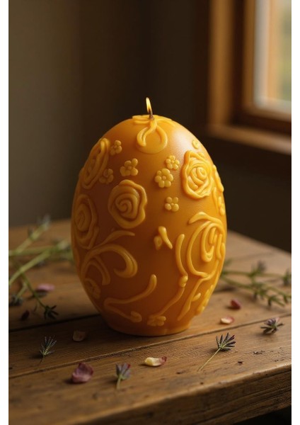 Hediyelik Çiçek Kabartmalı Paskalya Yumurtası Balmumu Mum modelleri