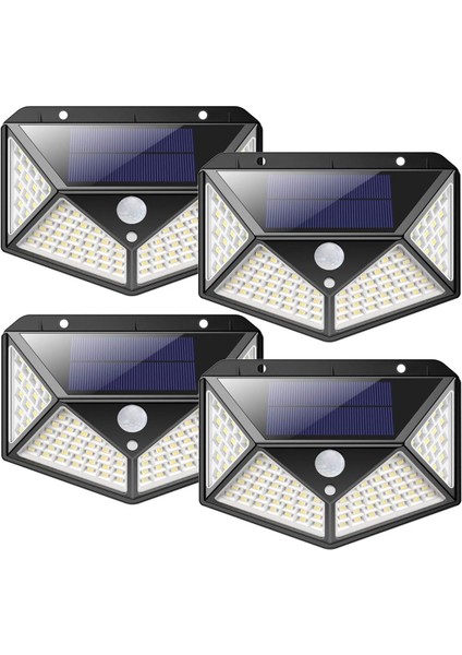 Solar Güneş Enerjili 50 Watt 100 Ledli Bahçe Balkon Dekor Sensörlü Aydınlatması Duvar Aplik