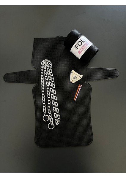 Mikonos Siyah Çanta Yapım Kiti – El Örgüsü Kol Çantası Seti Zincirli Dıy Hazır Malzemeli fiyatları