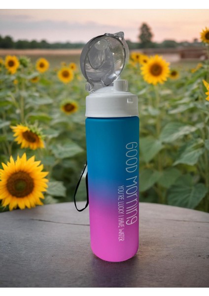 500ML Motivasyonlu Baskılı Mat Su Şişesi, Mavi Renk