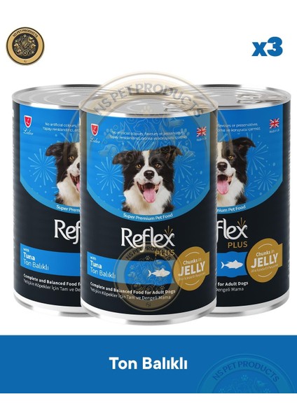 Plus Jöle Içinde Et Parçacıklı Ton Balıklı Yetişkin Köpek Maması 3X400GR