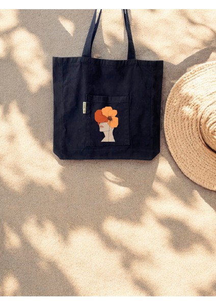 Siyah Plaj Çantası - Günlük Çanta - Gabardin Kumaş - Bordglow