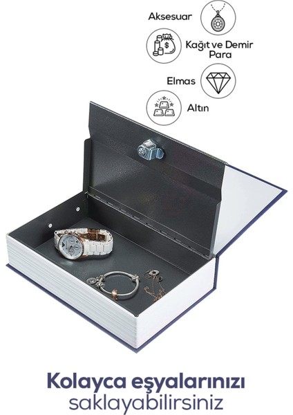 Lacivert Renkli Kitap Görünümlü Gizli Kasa, Güvenli Saklama Çözümü fiyatları