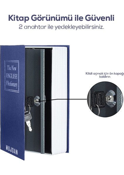 Lacivert Renkli Kitap Görünümlü Gizli Kasa, Güvenli Saklama Çözümü modelleri
