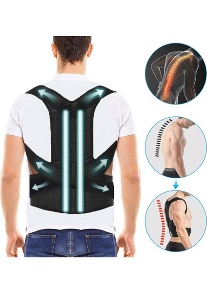 Balenli Dik Duruş Korsesi Omuz Sırt Bel Korsesi Kadın Erkek Duruş Düzeltici