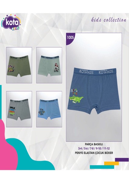 Iç Giyim Kota Erkek Çocuk Parça Baskılı Boxer (6 Adet)