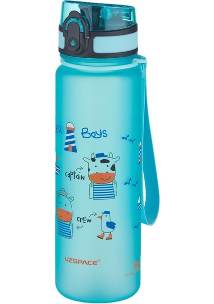 Turkuaz Figürlü 500 ml Çocuk Su Matarası, Dayanıklı ve Sağlıklı Içecek Şişesi