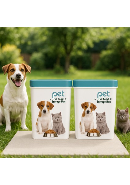 Kedi Köpek Mama Kutusu Mavi Kapak 2 Adet