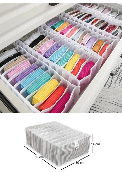 8 Bölmeli Çizgili Akordiyon Çok Amaçlı Dolap Içi Organizer 30X39X14 Cm, 3'lü Set modelleri