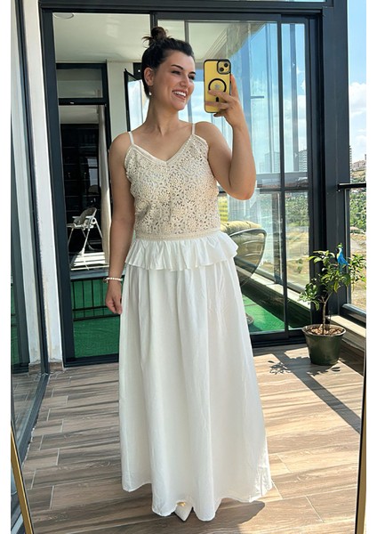 Askılı Keten Elbise