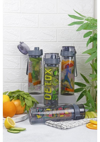 Desenli, Kilitli, Süzgeçli, Taşınabilir, 800 ml Sporcu ve Diyet Matara fırsatları