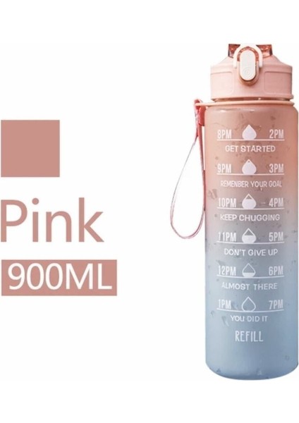 Pembe 900 ml Tritan Spor Su Şişesi, Motivasyonel, Bpa Içermeyen, Hafif ve Dayanıklı fırsatları