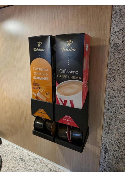 Iki Parça Siyah Kapsül Kahve Standı, Şık ve Kullanışlı Tasarım