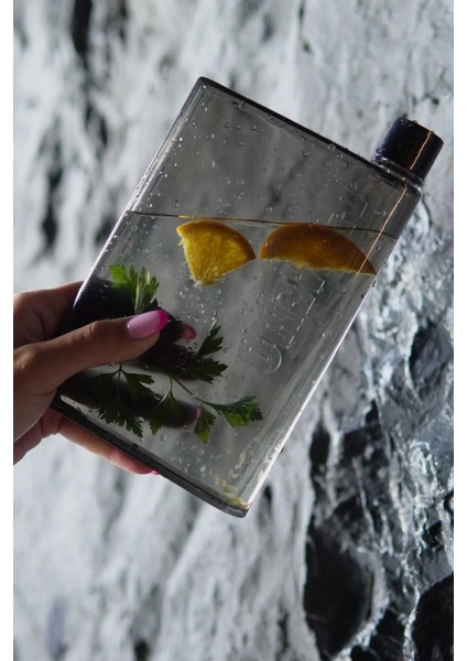 Siyah 450ML Motivasyonel Sporcu Su Şişesi ve Not Defteri Seti