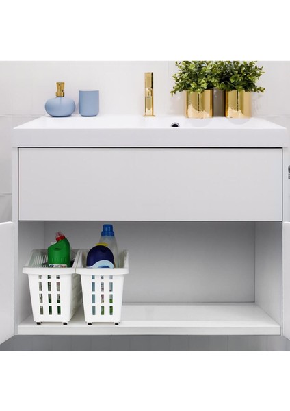 2'li Beyaz Tekerlekli Dolap Içi Düzenleyici Sepetler, Pratik ve Şık Organizatörler