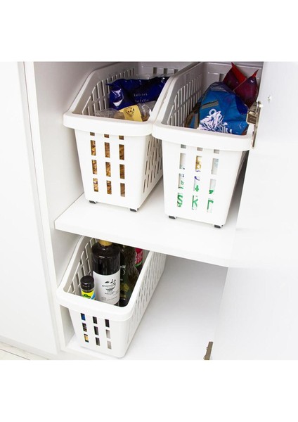 2'li Beyaz Tekerlekli Dolap Içi Düzenleyici Sepetler, Pratik ve Şık Organizatörler