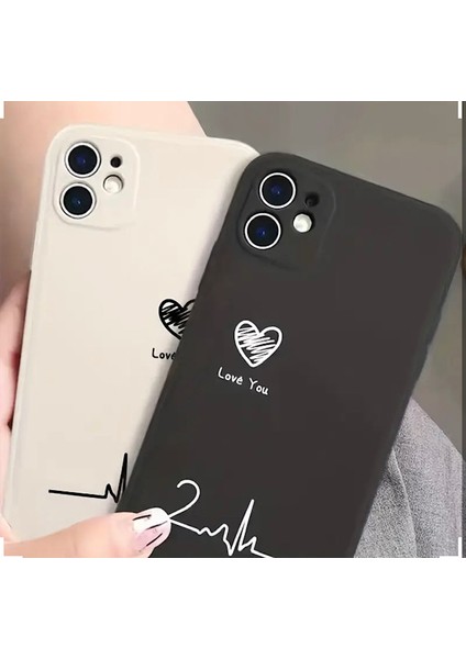 IPHONE 13 Krem - Siyah 2 Li Kalp ve Kalp Atışı Baskılı Çiftlere Özel Telefon Kılıfı fiyatları