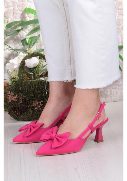 018-407 Fls Saten Önü Kapalı Fiyonklu Arkası Açık Topuklu Ayakkabı fiyatları