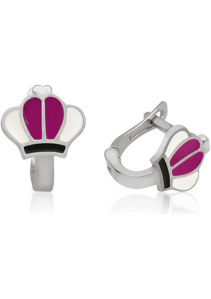 Mulvxeasy EASY02 925 Ayar Erguvan Çocuk Küpesi T3904 (8585) (Mulvix)