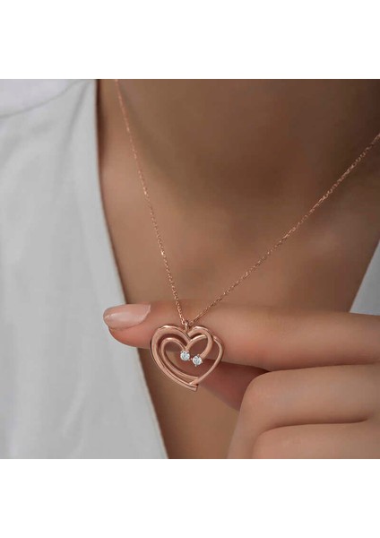 Mulvxeasy EASY02 925 Ayar Rose Birleşmiş Kalpler Kadın Kolye T6581 (8585) (Mulvix) indirimleri