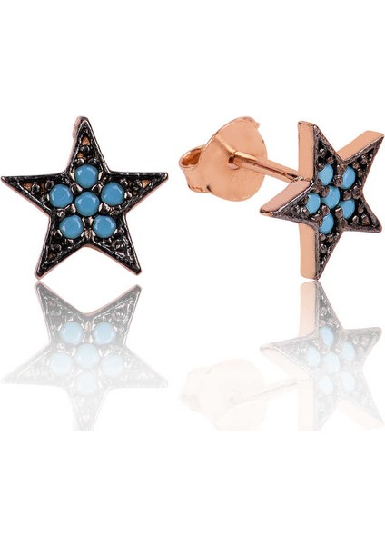 Mulvxeasy EASY02 925 Ayar Mavi Taşlı Yıldız Çivili Küpe EA1160070 (8585) (Mulvix)