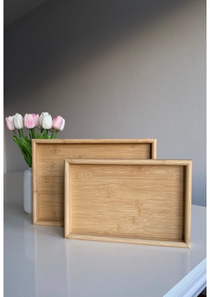 Bambu 2'li Dikdörtgen Tepsi / Sunum Tepsisi