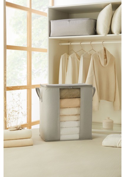 Gri Balıksırtı Yastık Yorgan Kazak 45X30X50, Şık ve Konforlu Ev Dekoru