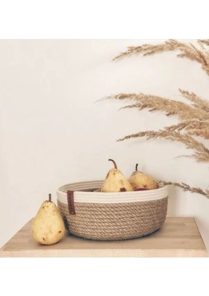 Bej Renkli 23 cm Çap 9 cm Derinlikli Düzenleyici Sepet