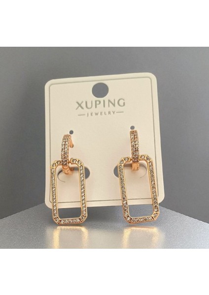 Kadın Xuping Zirkon Taşlı Rodyum Kaplama Küpe