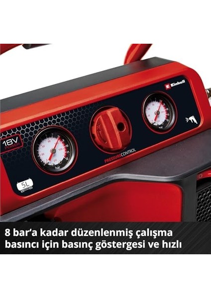 Akülü Kompresör Te-Ac 18/75 Li Of-Solo Power X-Change (18 V, Maks. 8 Bar, 5 L Tank, 75 L/dakika Emiş Kapasitesi, 2x Basıç Göstergesi) modelleri