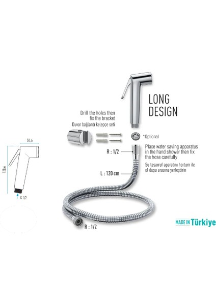 Krom Shut-Off - Bide - Taharet - Engelli Fıskiyesi VS-8860 modelleri
