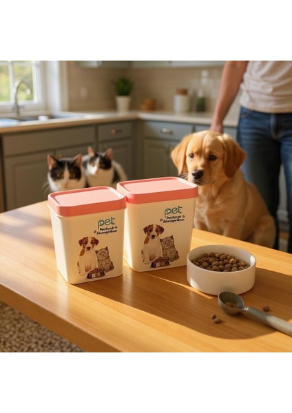 Kedi Köpek Mama Kutusu Pembe Kapak 2 Adet modelleri