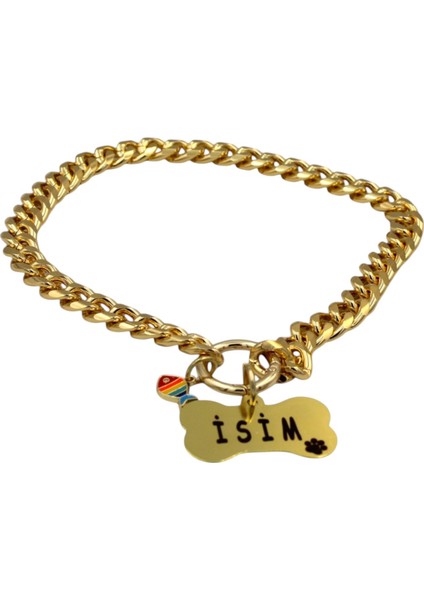 Isimli Köpek Tasması- Köpek Zincir - Paslanmaz Çelik Köpek Kolyesi - Köpek Kolye - Orta ve Büyük Irk