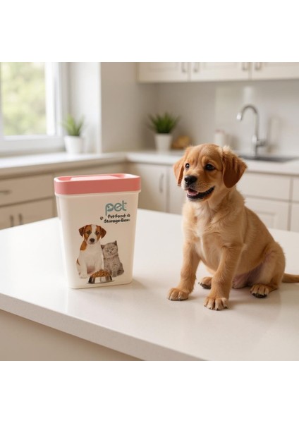 Kedi Köpek Mama Kutusu Pembe Kapak 1 Adet