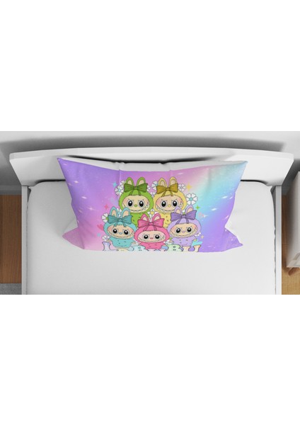 Labubu Çizgi Karakter 3D Dijital Baskılı Tek Kişilik Çarşafsız Kız Çocuk Nevresim Takımı fiyatları