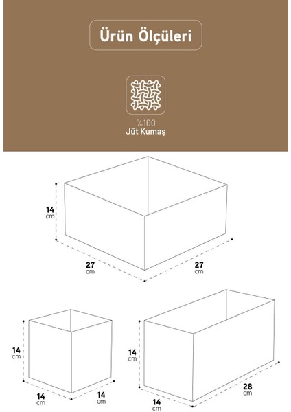 Kahverengi Jüt Kumaş 4’lü Dolap ve Çekmeceli Düzenleyici, Takı, Kozmetik, Çorap, Çamaşır Organize modelleri