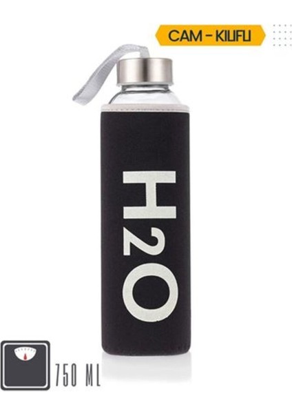 Şık Siyah 750 ml Kılıflı Cam Matara, Sağlam ve Hafif Tasarım fırsatları