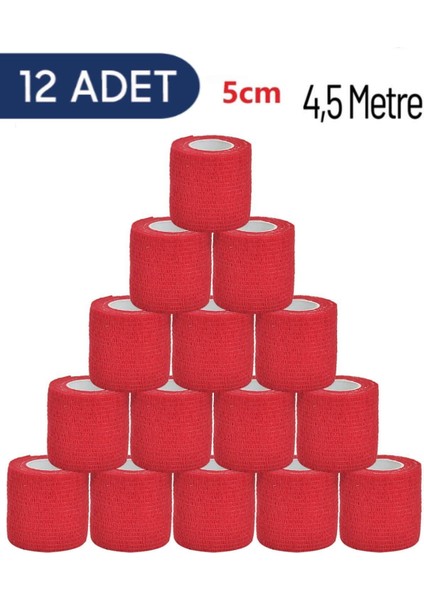 Yapışkan Elastik Koban Bandaj 12'li, Siyah, Esnek ve Konforlu Kullanıma Uygun