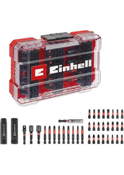 Einhell M-Case 39-Parça Darbeye Dayanıklı Uç ve Lokma Seti (25 mm Uçlar, 50 mm Uçlar, Altıgen Lokmalar, Uzun Lokmalar, Lokma Adaptörü, 60 mm Uç Tutucu, Saklama Kutusu Dahil) - 49109220