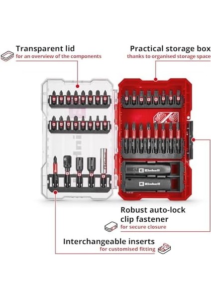 Einhell M-Case 39-Parça Darbeye Dayanıklı Uç ve Lokma Seti (25 mm Uçlar, 50 mm Uçlar, Altıgen Lokmalar, Uzun Lokmalar, Lokma Adaptörü, 60 mm Uç Tutucu, Saklama Kutusu Dahil) - 49109220 fiyatları