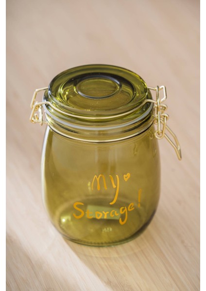 7940 Pierre Metal Klipsli Saklama Kavanozu 14 cm - Green