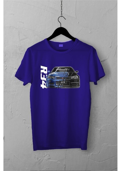 Nissan Skyline R34 Gtr Design Tshirt , Unisex Premium, Çatlama Solma Yapmaz / Otomobil