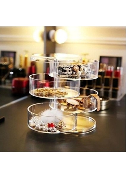 4 Katlı Dönebilen Silindir Organizer, Çok Fonksiyonlu Takı ve Makyaj Düzenleyici fiyatları