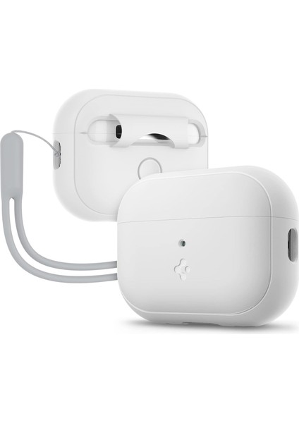 Airpods Pro (2.nesil) Kılıf Silicone Fit White + Strap (Askı Ipi) Gray - ACS05811