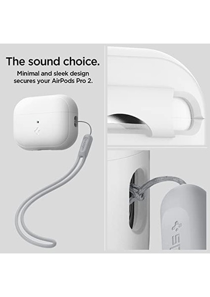 Airpods Pro (2.nesil) Kılıf Silicone Fit White + Strap (Askı Ipi) Gray - ACS05811 modelleri