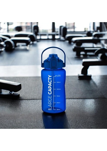 1.5l Pipetli Sporcu Matara, Sızdırmaz, Taşınabilir, Kilitli Kapak, Ölçü Göstergeli