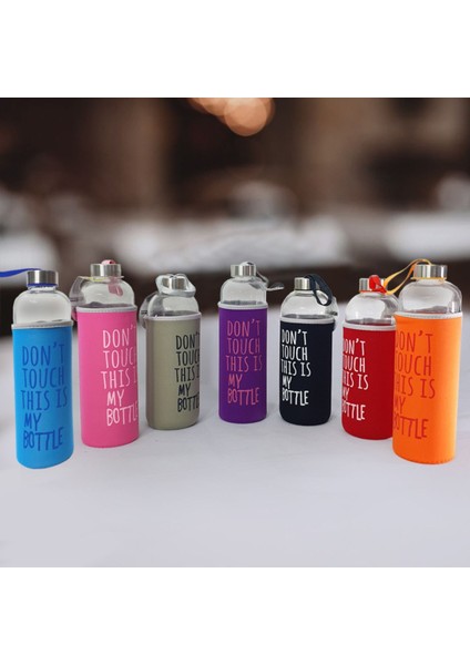 Renkli Kılıflı 1000 ml Cam Matara, Şık ve Dayanıklı Içecek Şişesi