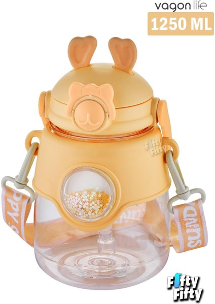 1250 ml Pipetli Büyük Boy Askılı ve Kulplu Su Matarası, Çıkartma Hediyeli modelleri